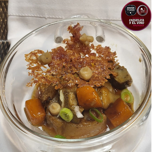 Estofado de calabaza, hongos y manitas de cerdo de La Hacienda de Mutilva